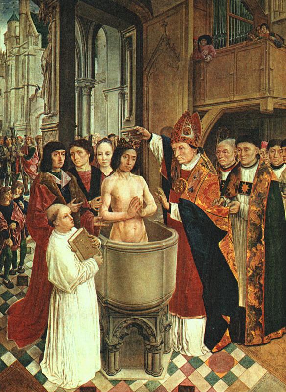 MASTER of Saint Gilles The Baptism of Clovis France oil painting art